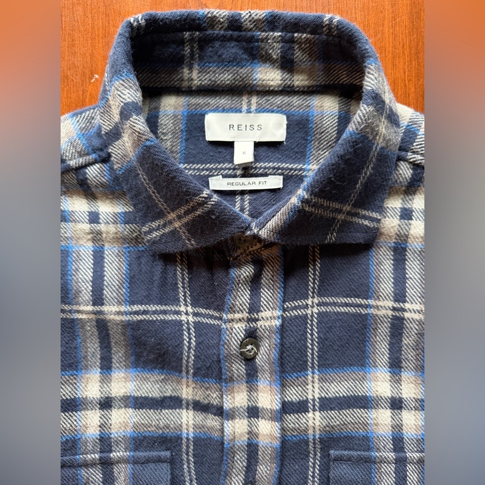 Reiss Men's Flannel Plaid Overshirt Shirt Size Small